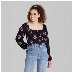 Women's Puff Long Sleeve Bustier Top - Wild Fable™ women’s small